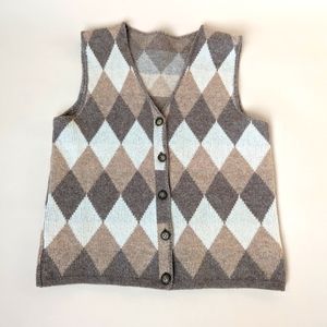 Neutral Argyle Cropped Sweater Vest